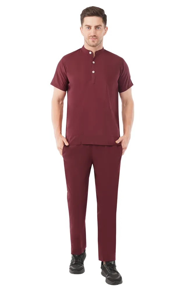 Mandarin Neck with 3 Buttons Mens Scrub